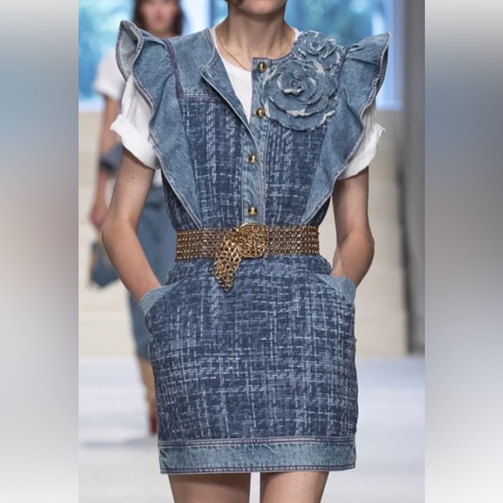 Philosophy Di Lorenzo Serafini tweed denim dress new Small